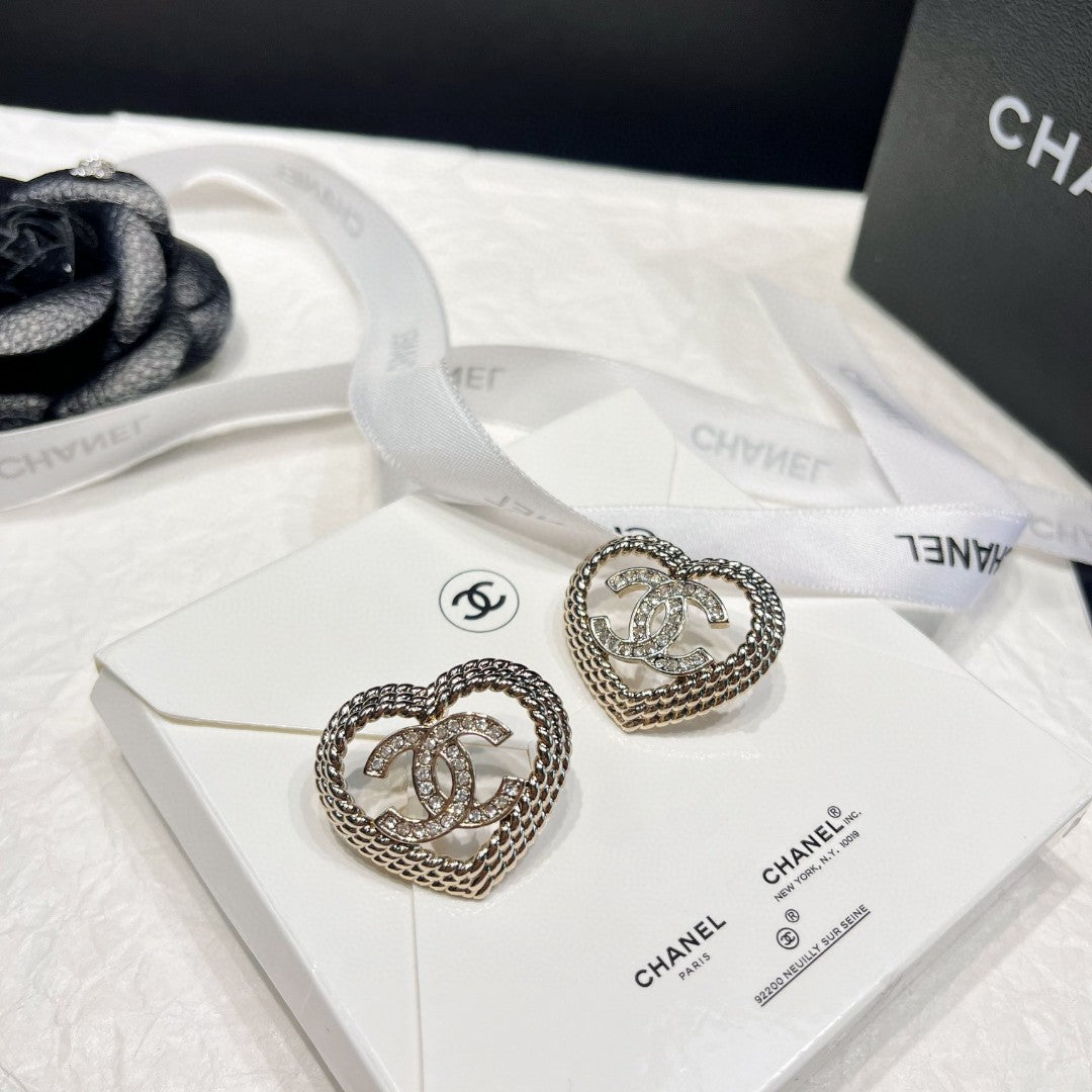 Letter Stud Earrings in Polished Metal-Tone – Design 004 main product view