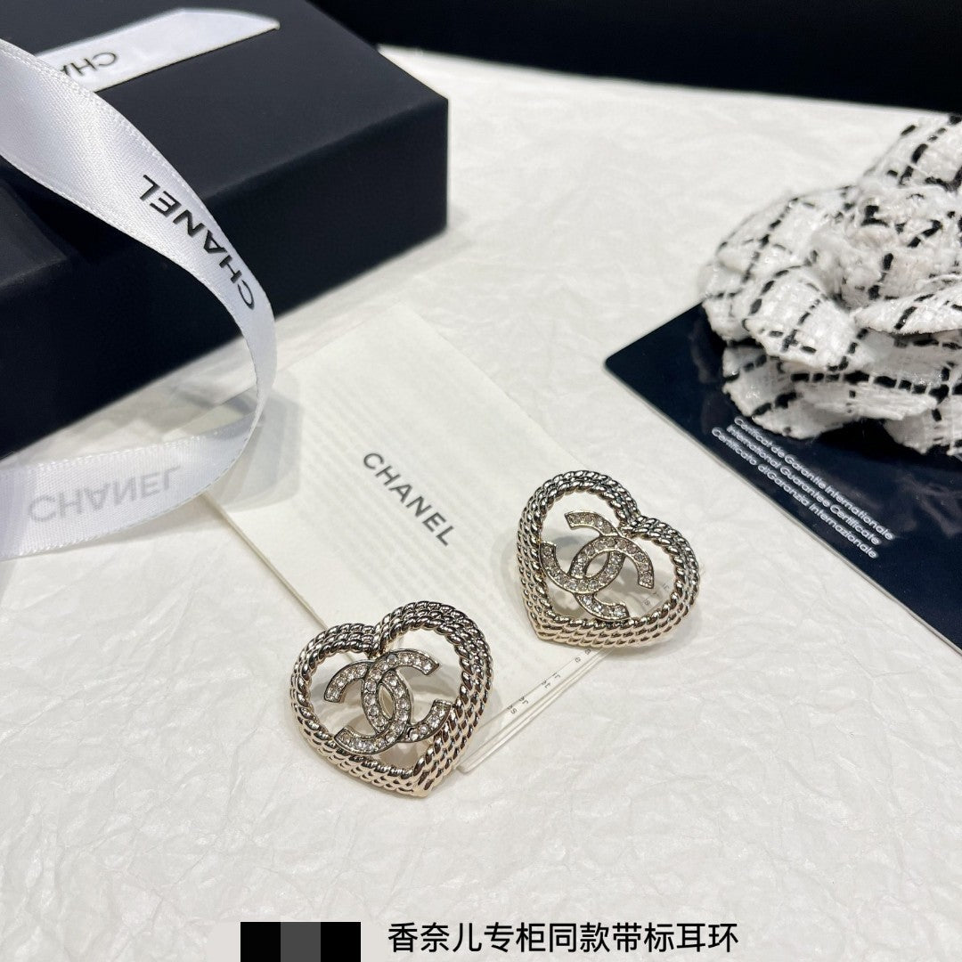 Letter Stud Earrings in Polished Metal-Tone – Design 004 detail view
