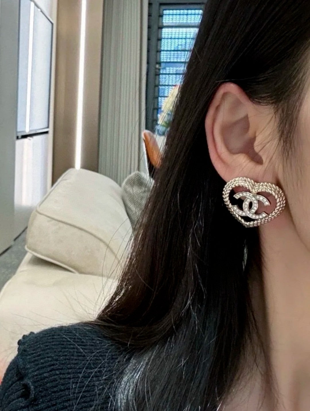 Letter Stud Earrings in Polished Metal-Tone – Design 004 main product view