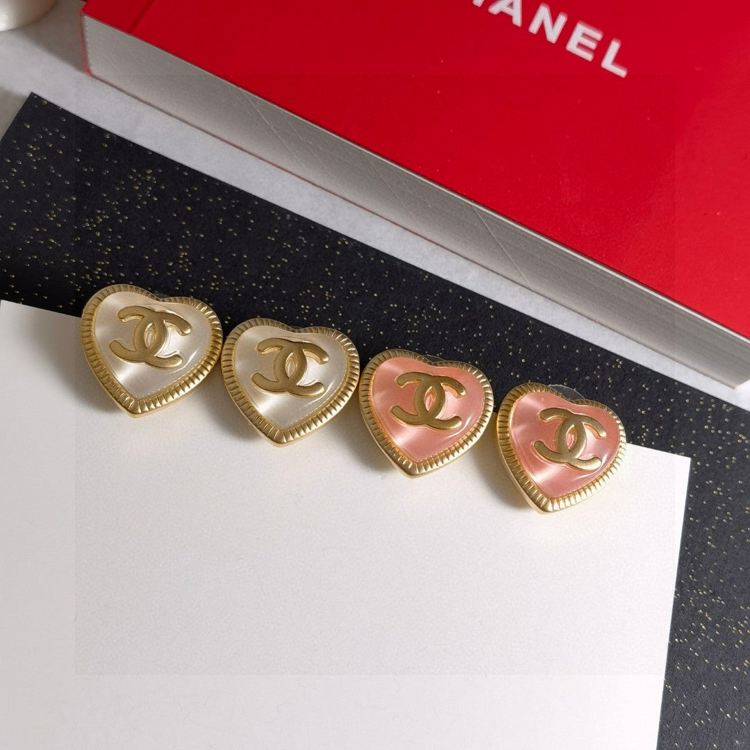 Letter Stud Earrings in Polished Metal-Tone – Design 003 detail view