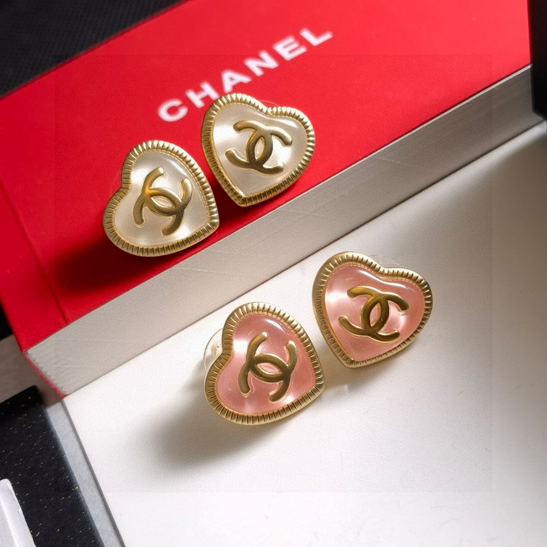 Letter Stud Earrings in Polished Metal-Tone – Design 003 front product view