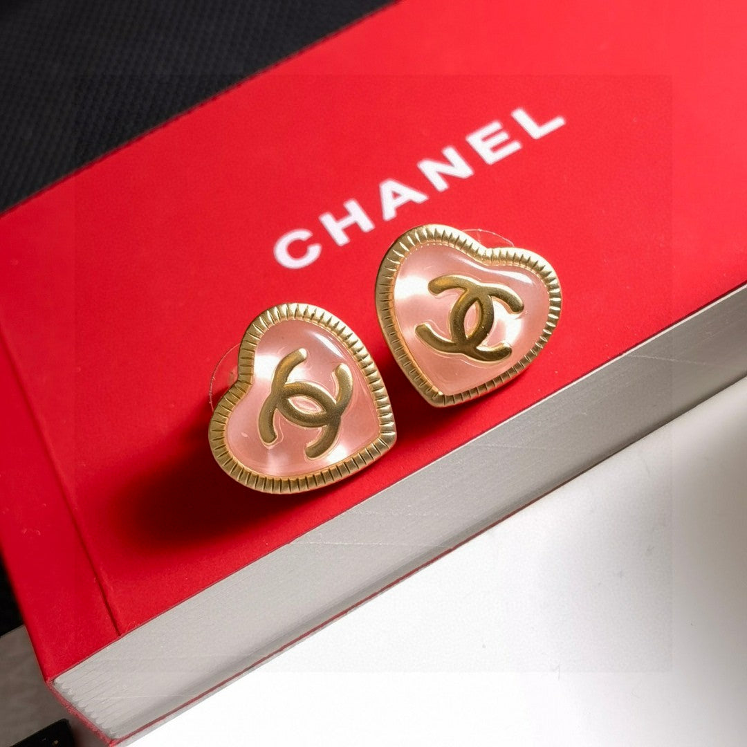 Letter Stud Earrings in Polished Metal-Tone – Design 003 main product view