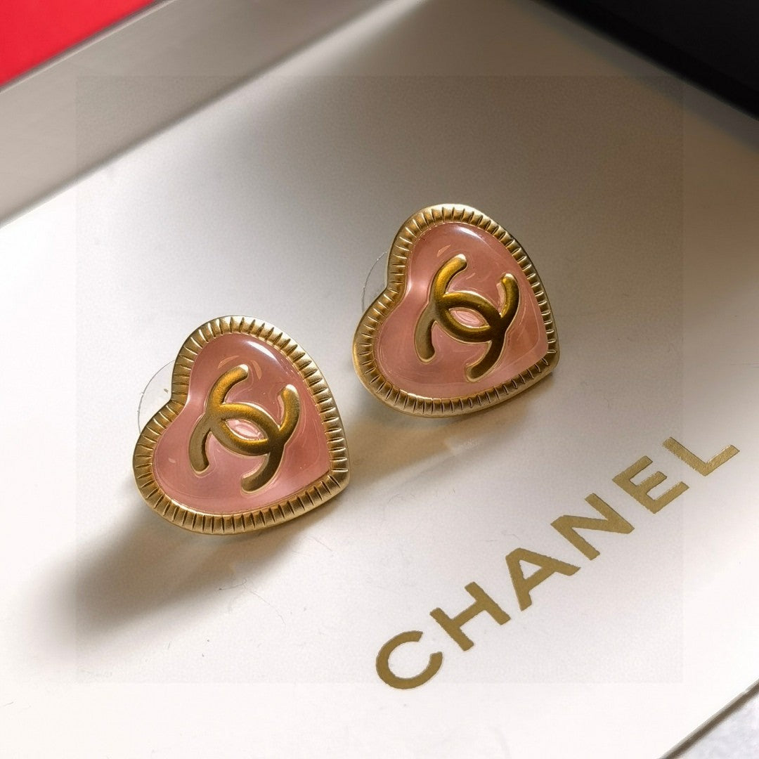 Letter Stud Earrings in Polished Metal-Tone – Design 003 front product view