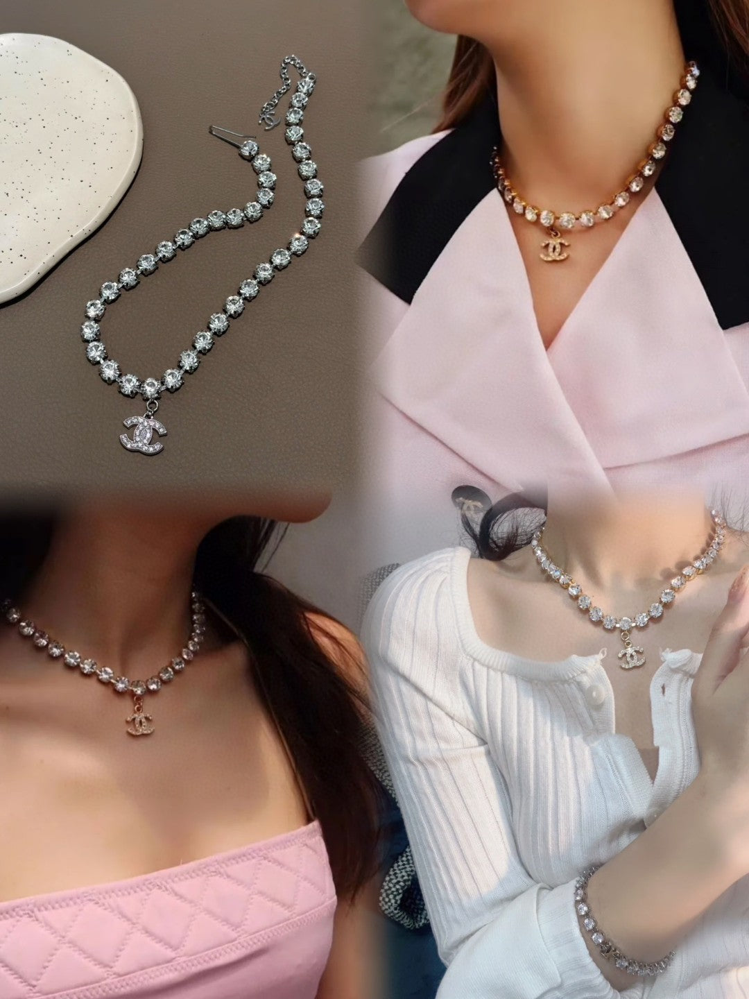 Signature Emblem Crystal-Accent Pendant Necklace – Design 005 side detail