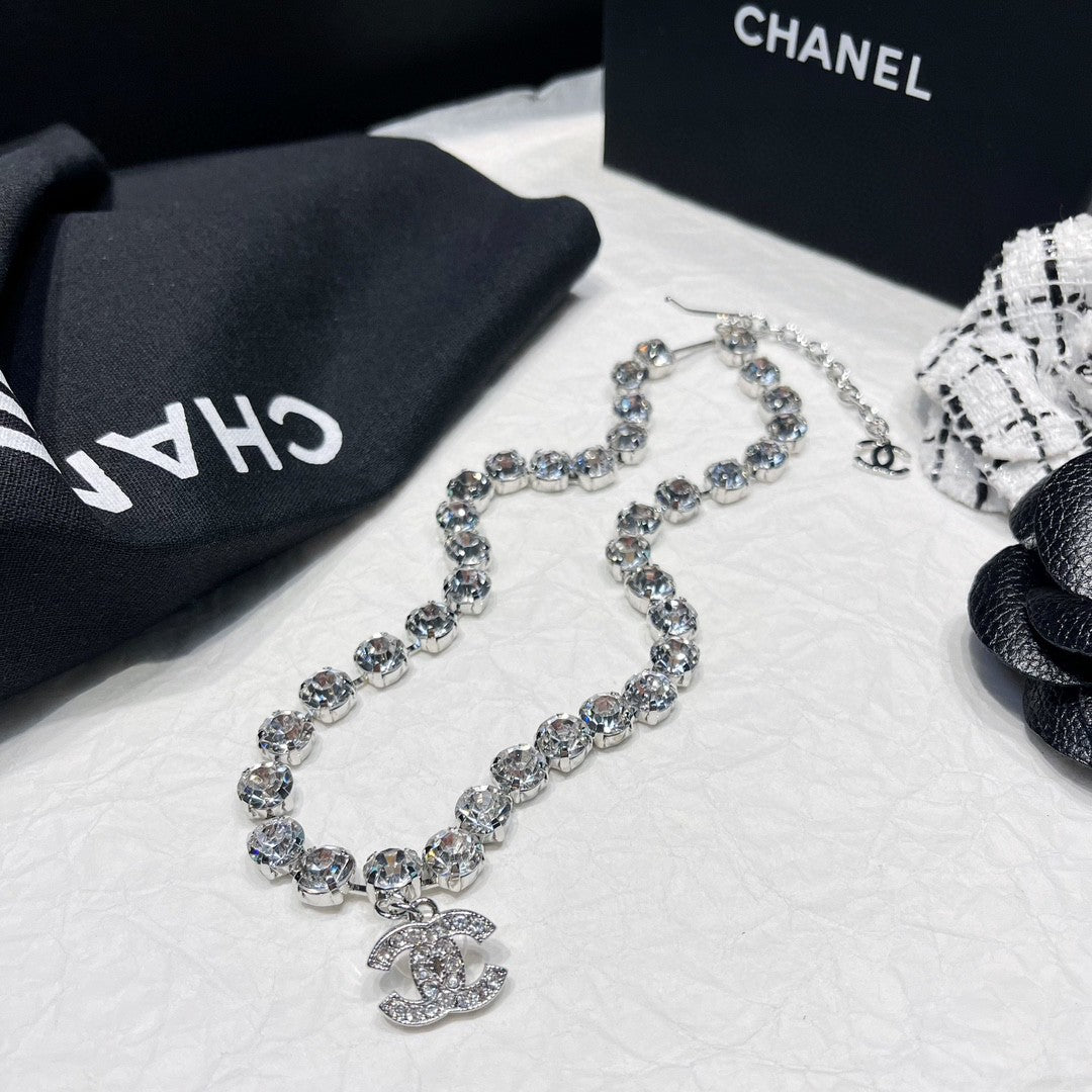 Signature Emblem Crystal-Accent Pendant Necklace – Design 005 front product view
