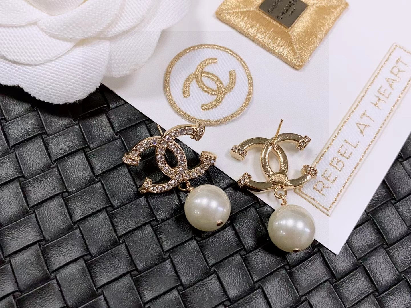 Letter Stud Earrings in Polished Metal-Tone – Design 020 side detail