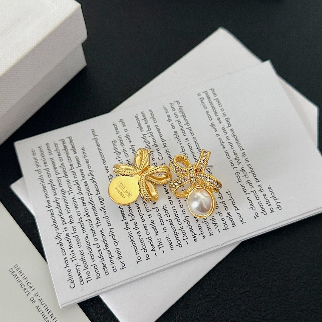 Signature Emblem Stud Earrings in Polished Metal-Tone – Design 04 close-up view