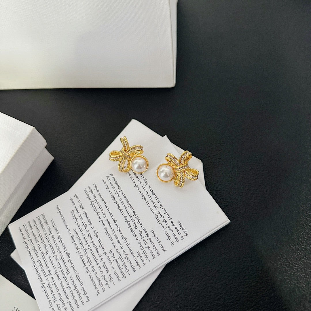 Signature Emblem Stud Earrings in Polished Metal-Tone – Design 04 detail view