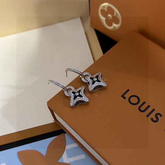 Geometric Emblem Stud Earrings in Gold-Tone – Design 041 main product view