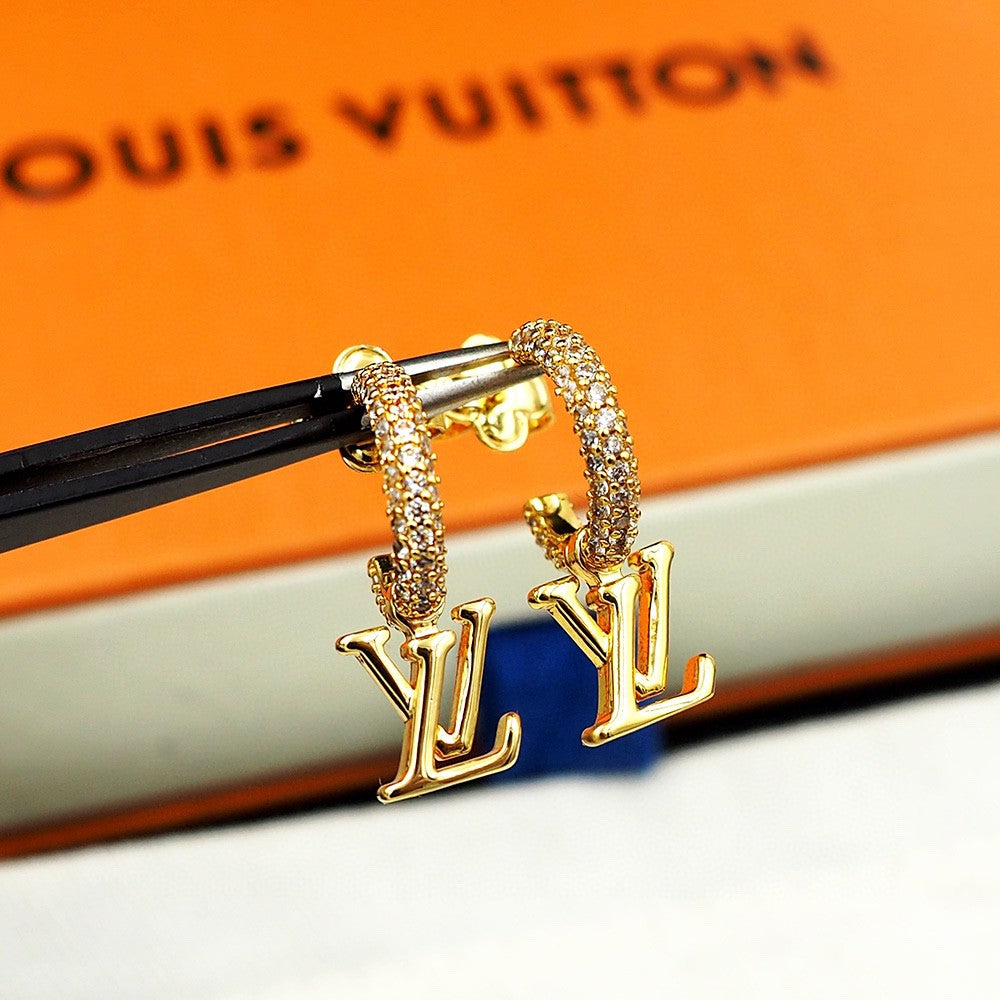 Letter Emblem Statement Earrings in Polished Metal-Tone main product view