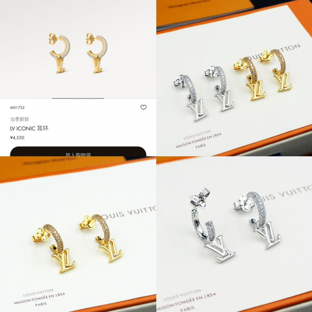 Letter Emblem Statement Earrings in Polished Metal-Tone main product view