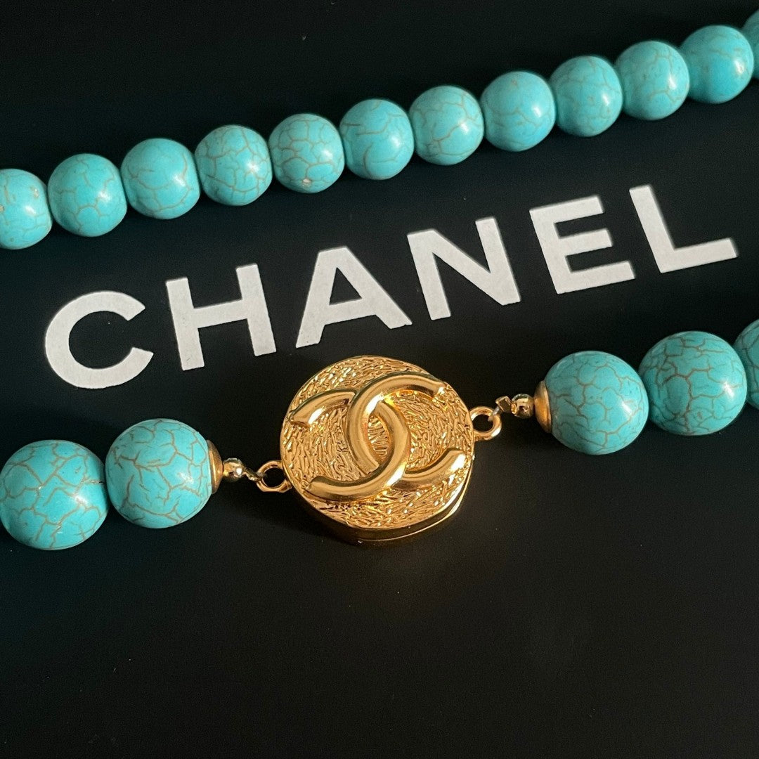 Double-C Emblem Pendant Necklace in Polished Metal-Tone – Design 081 main product view