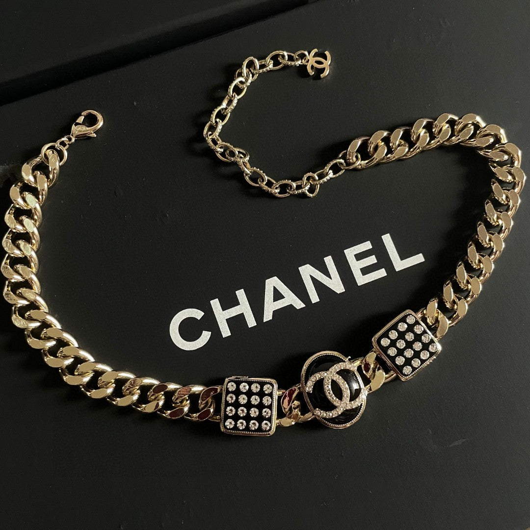 Double-C Emblem Crystal-Accent Pendant Necklace – Design 051 styled product view