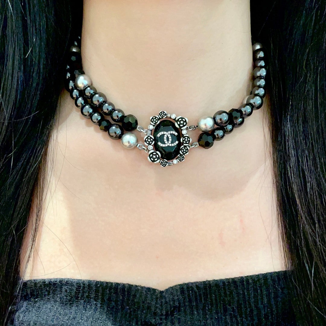 Camellia Pendant Necklace in Polished Metal-Tone – Camellia Detail – Design 025 detail view
