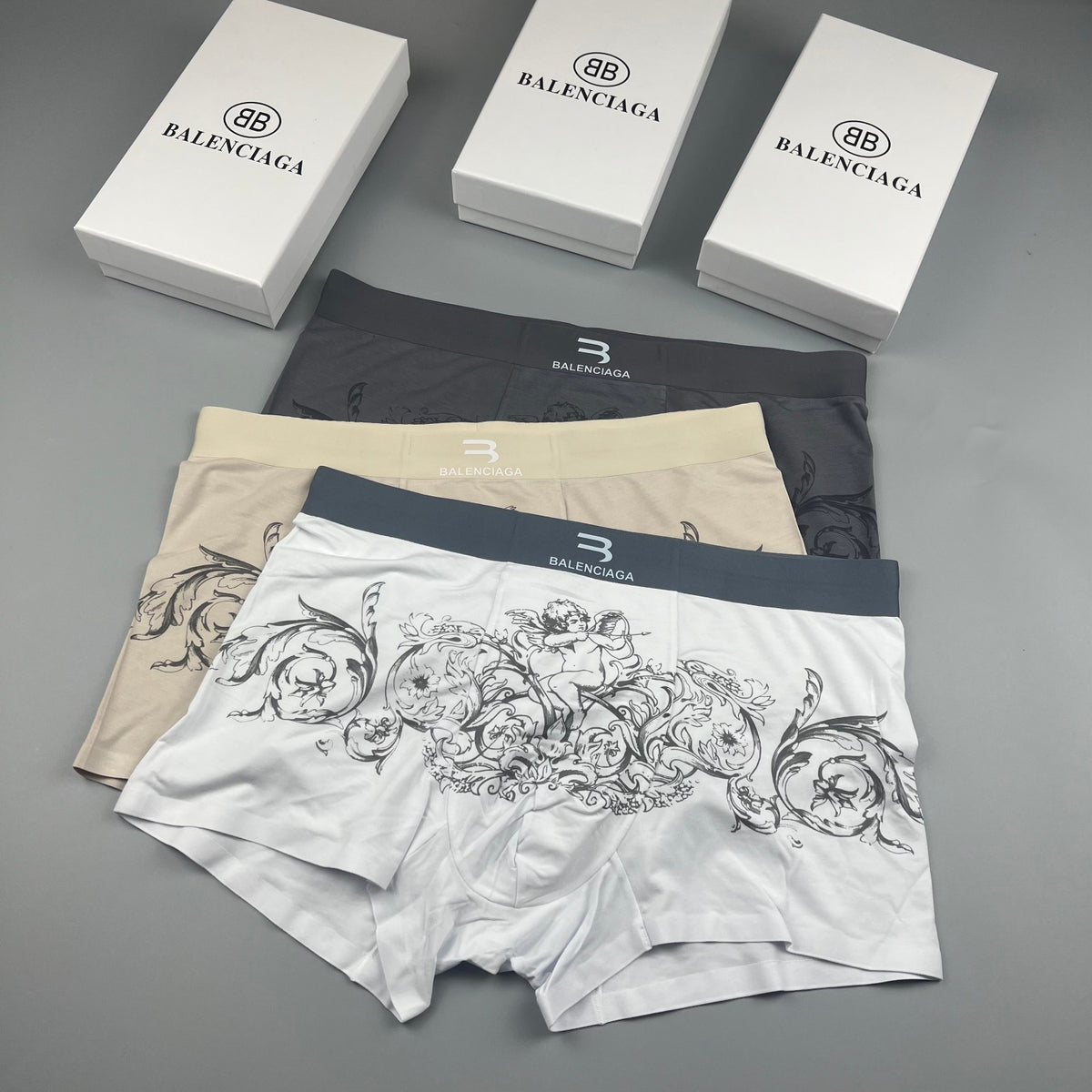 Balenciaga Illustrated Front Graphics Men's Boxer Briefs - 3-Piece Box