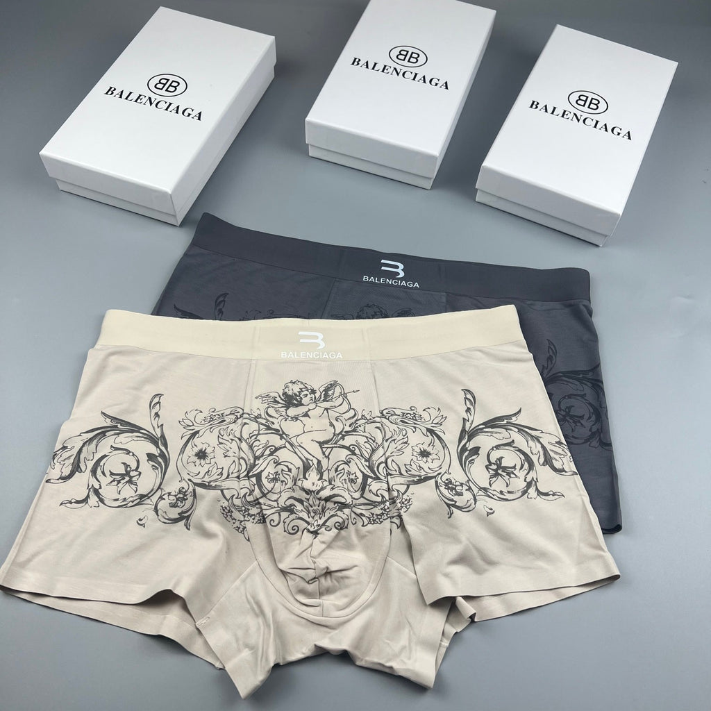 Balenciaga Illustrated Front Graphics Men's Boxer Briefs - 3-Piece Box