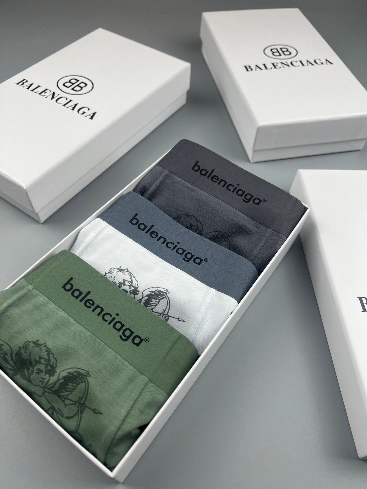 Balenciaga Illustrated Front Graphics Men's Boxer Briefs - 3-Piece Box