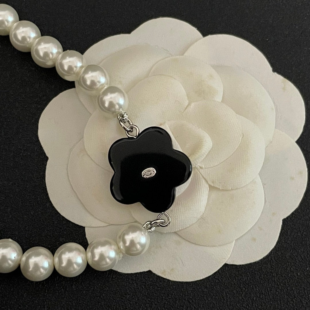 Camellia Pearl-Detail Pendant Necklace – Pearl Detail – Design 006 front product view