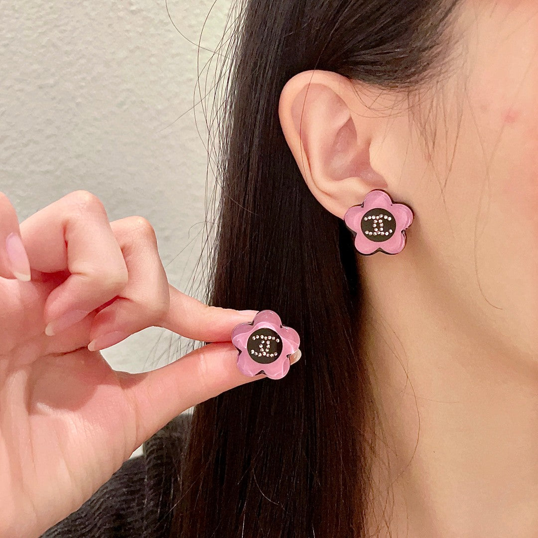 Camellia Crystal-Accent Stud Earrings – Camellia Detail main product view