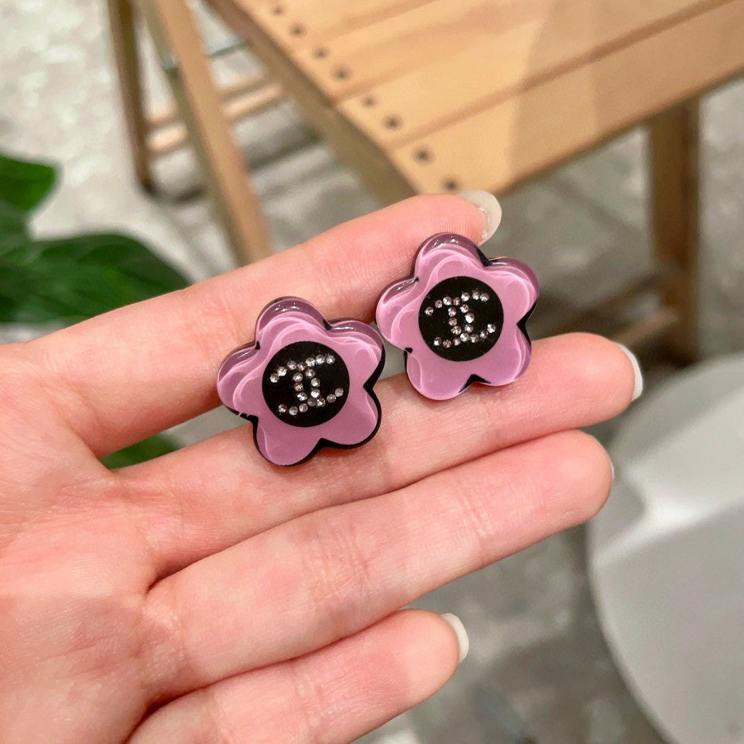 Camellia Crystal-Accent Stud Earrings – Camellia Detail side detail