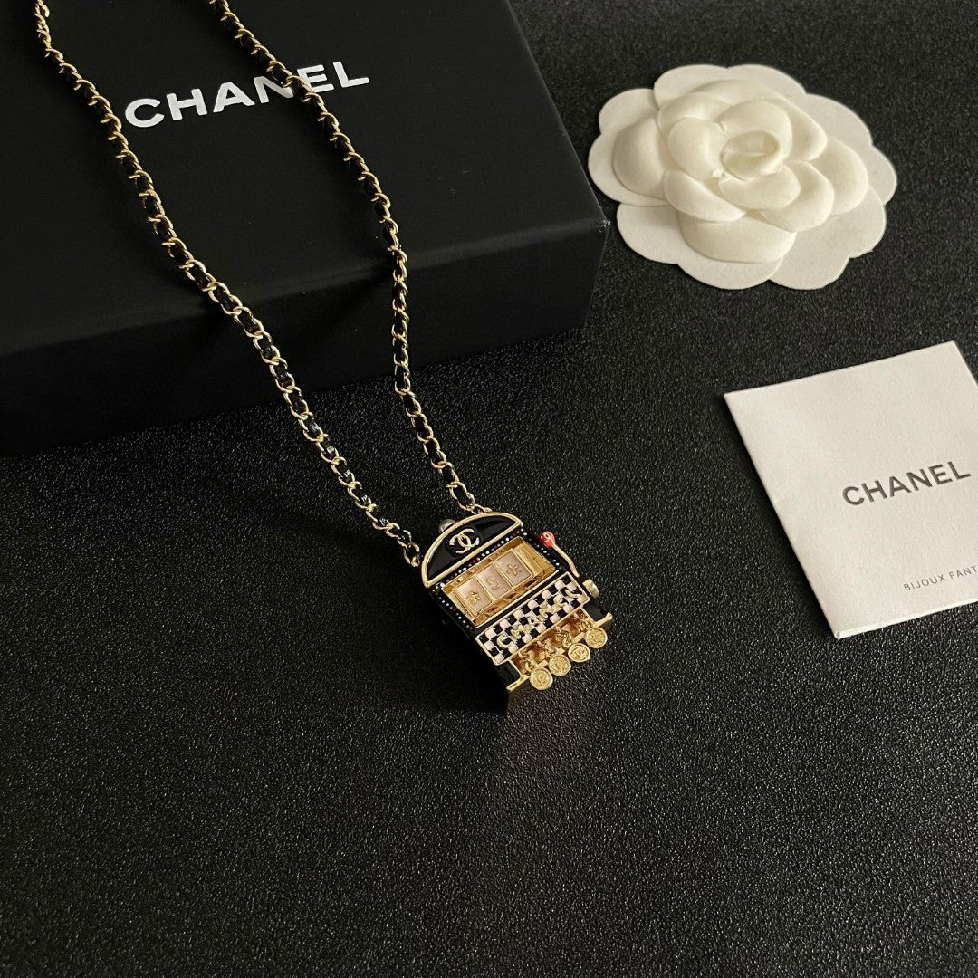 Signature Emblem Pendant Necklace in Polished Metal-Tone – Design 092 styled product view