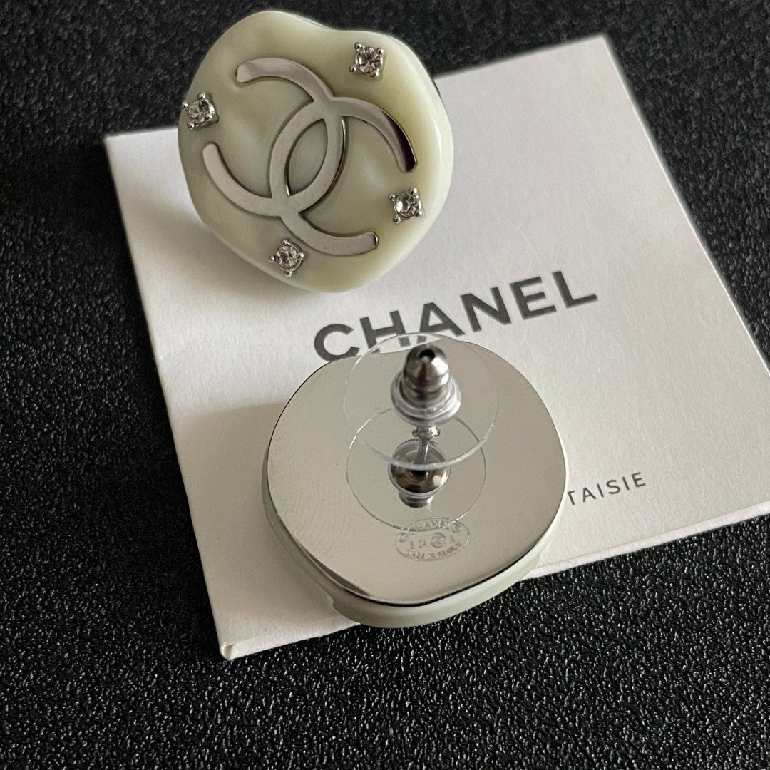 Double-C Emblem Crystal-Accent Stud Earrings – Design 051 main product view