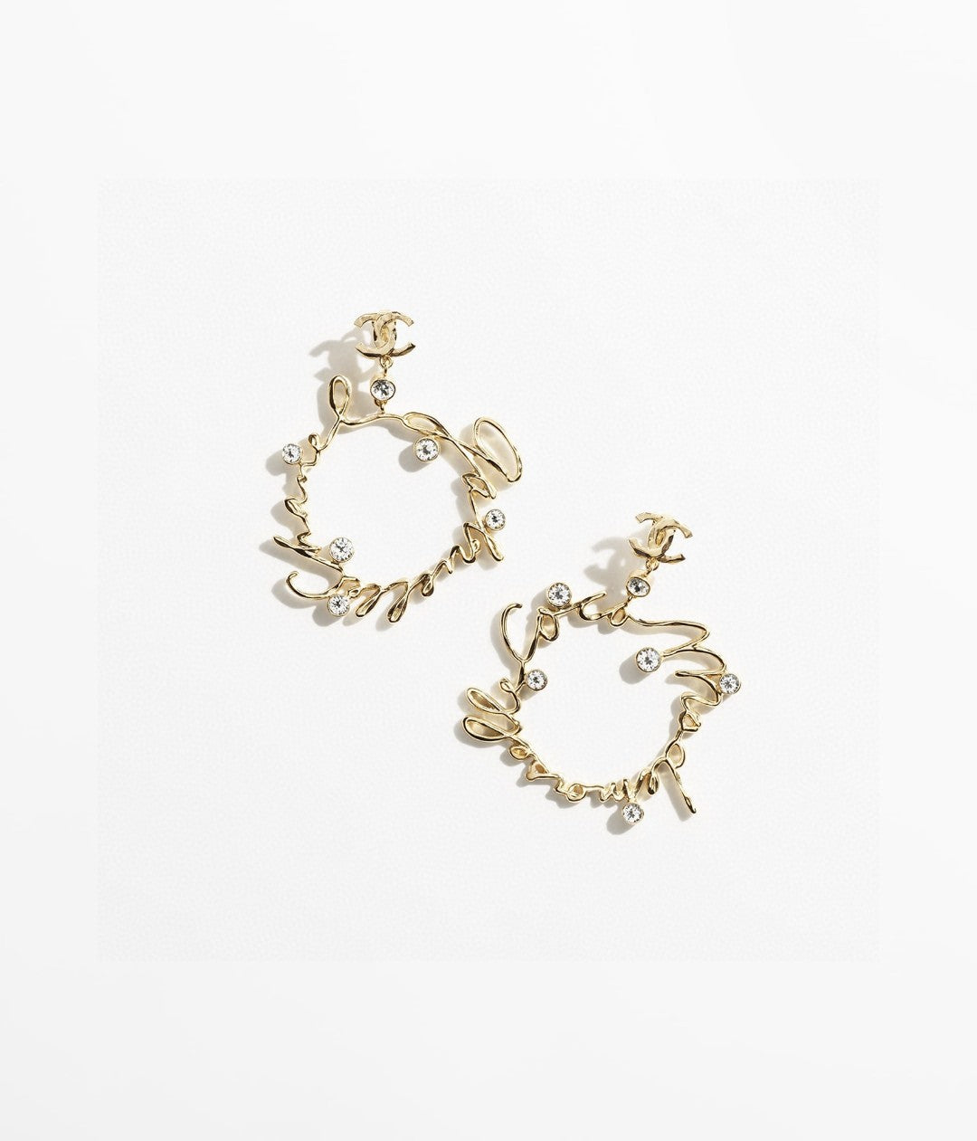 Double-C Emblem Statement Earrings in Polished Metal-Tone – Design 060 main product view