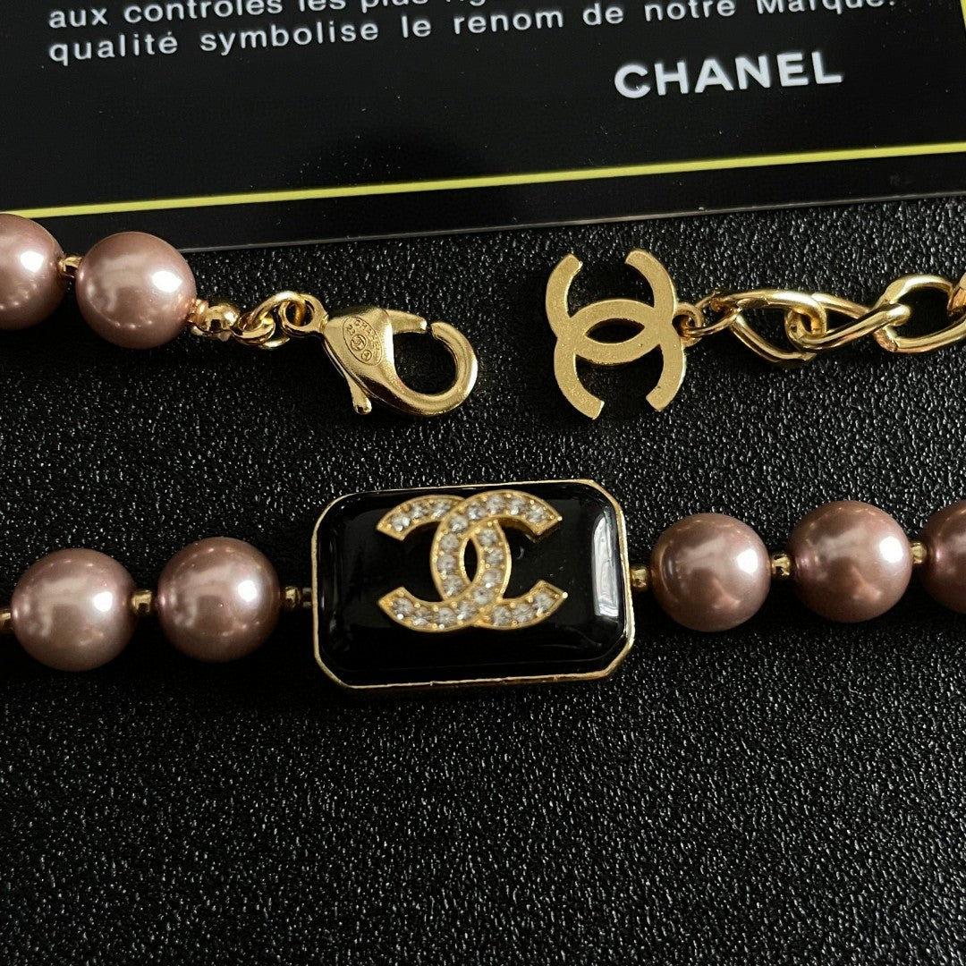 Double-C Emblem Pearl-Detail Pendant Necklace – Pearl Detail – Design 101 main product view