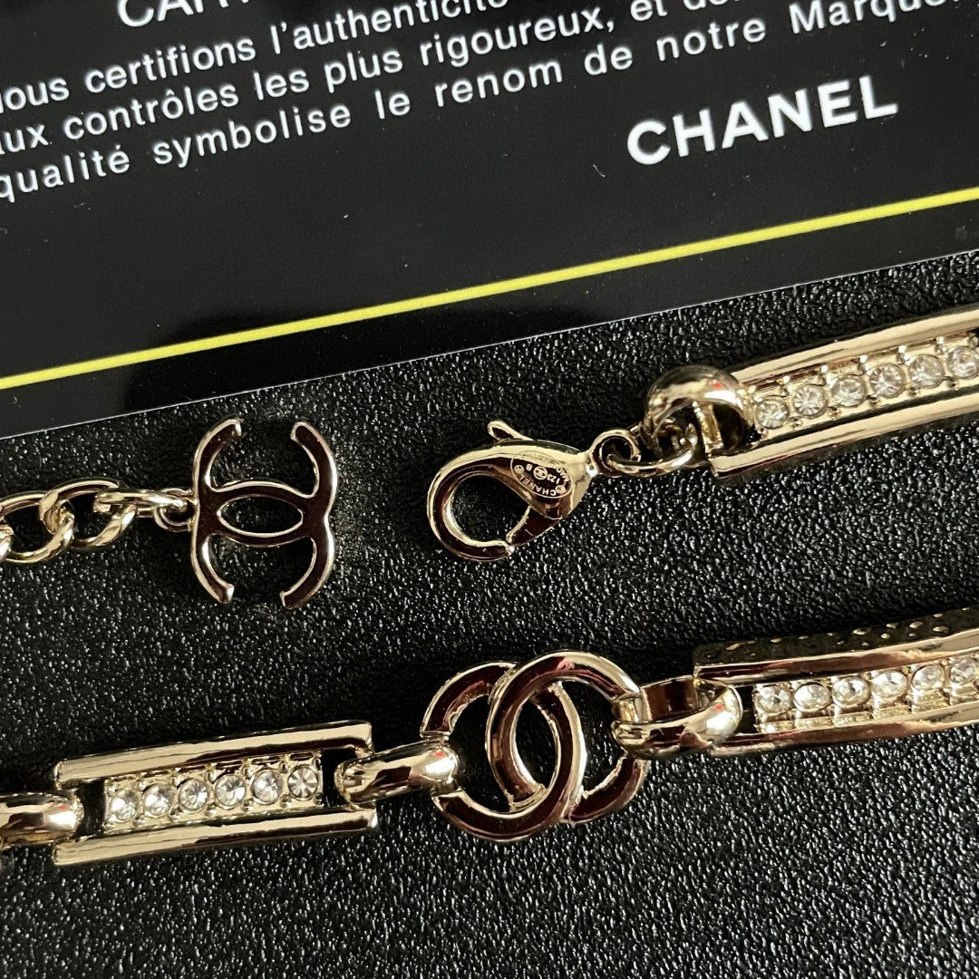 Double-C Emblem Pendant Necklace in Polished Metal-Tone – Design 059 main product view