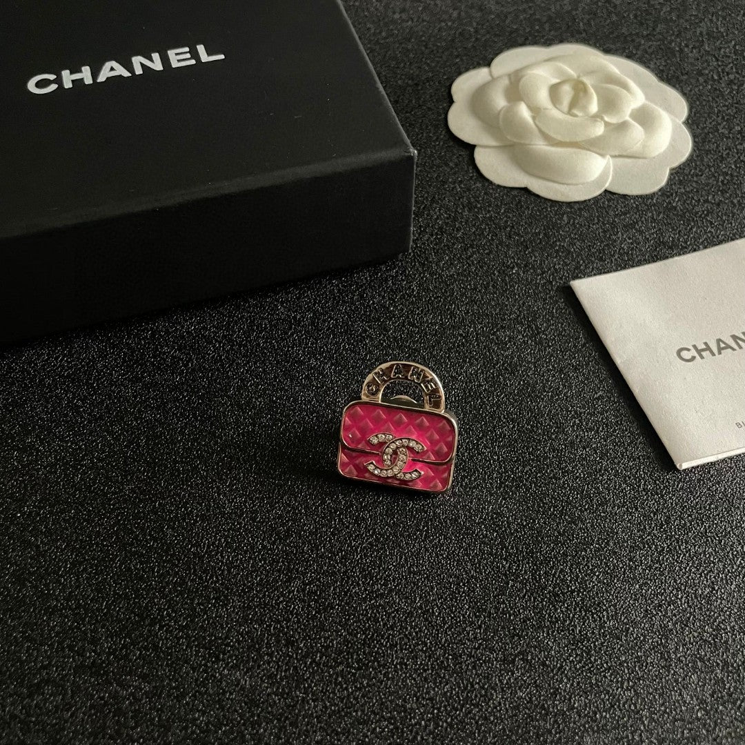 Double-C Emblem Brooch in Polished Metal-Tone – Design 070 styled product view