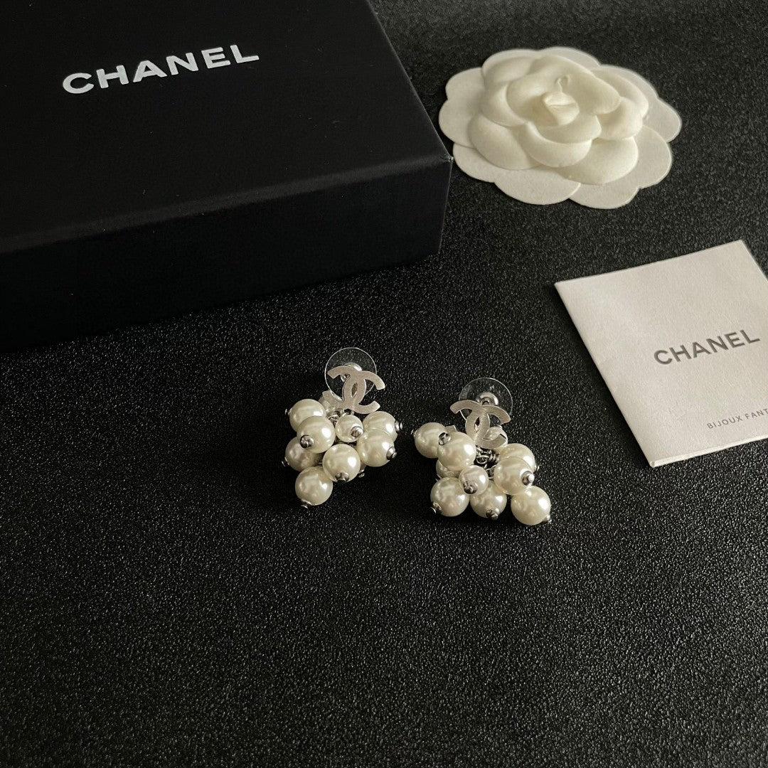 Double-C Emblem Statement Earrings in Polished Metal-Tone – Design 056 styled product view