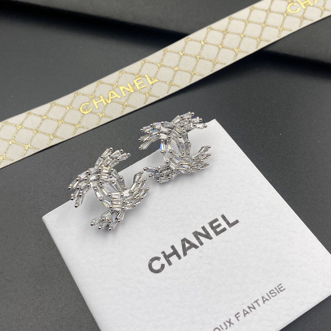 Letter Crystal-Accent Stud Earrings – Red Detail front product view