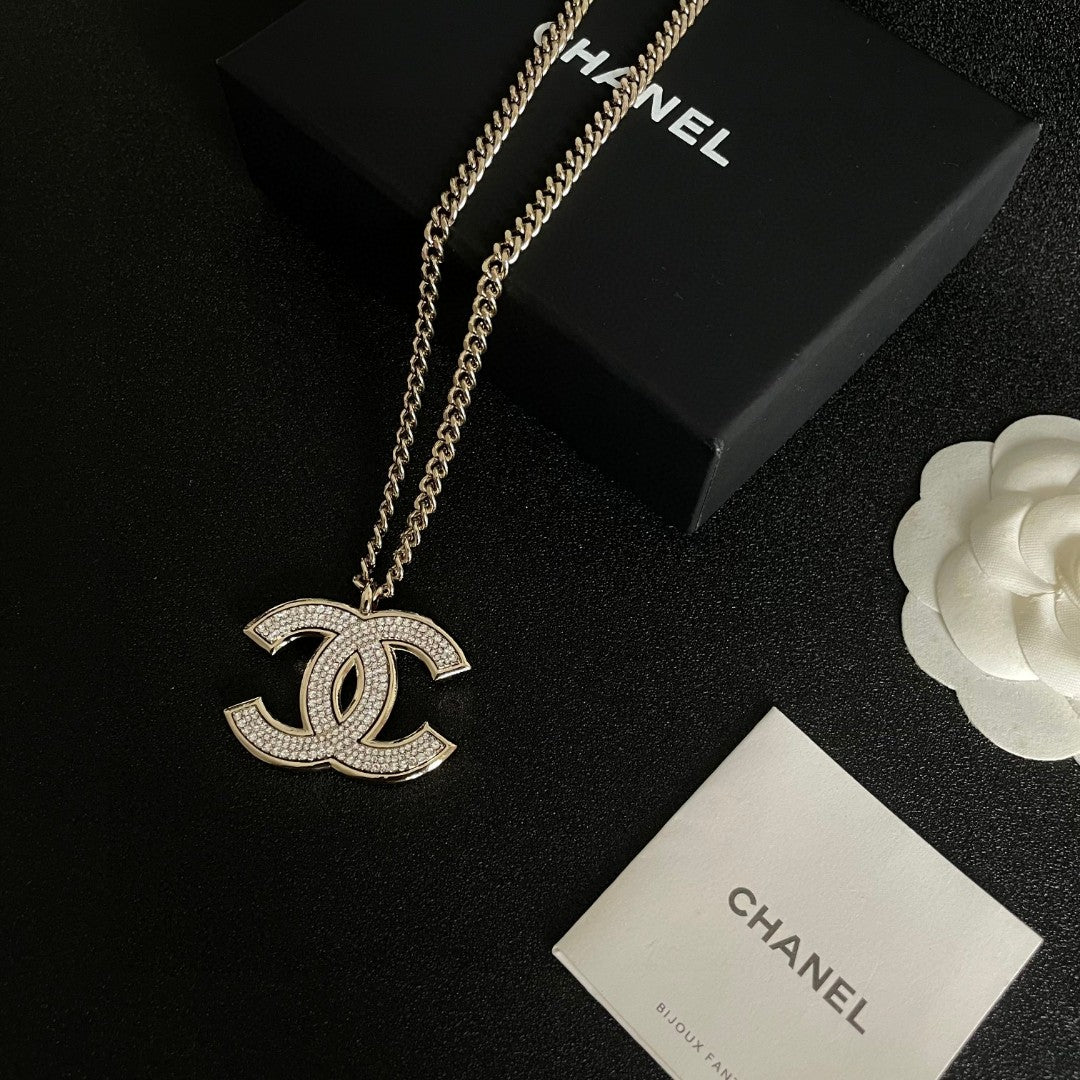 Double-C Emblem Crystal-Accent Pendant Necklace – Design 045 main product view