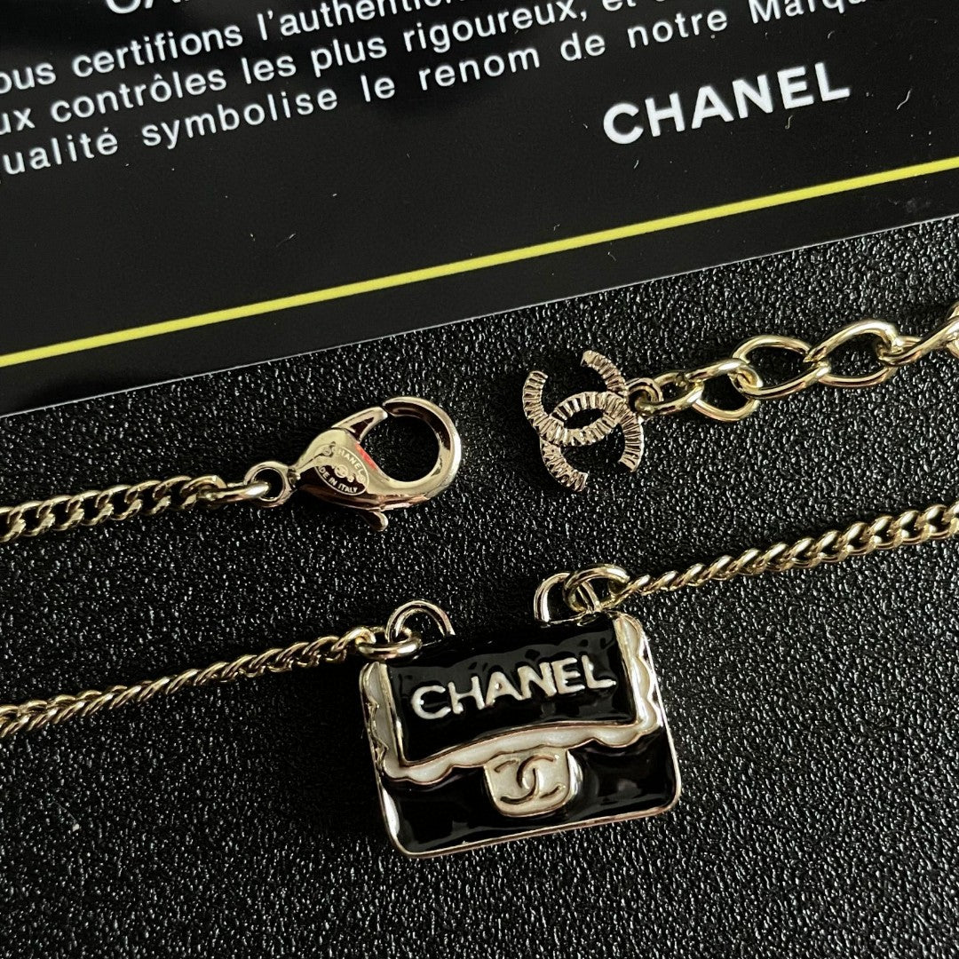 Double-C Emblem Pendant Necklace in Polished Metal-Tone – Design 056 styled product view