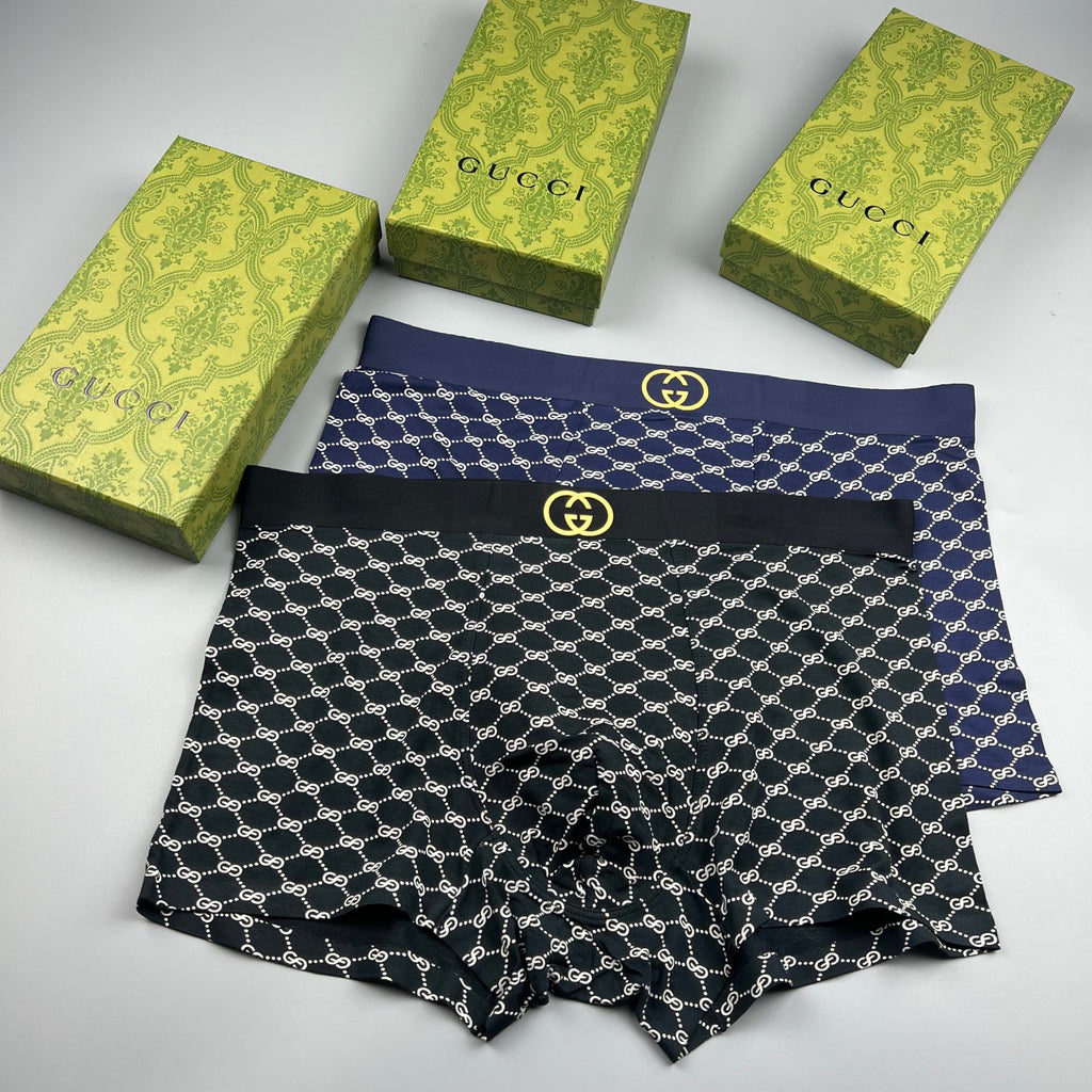 Gucci Repeating Monogram-Style Patterns Men's Boxer Briefs - 3-Piece Box