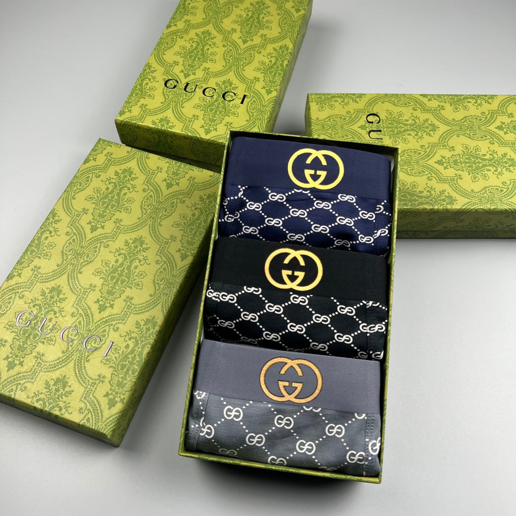 Gucci Repeating Monogram-Style Patterns Men's Boxer Briefs - 3-Piece Box