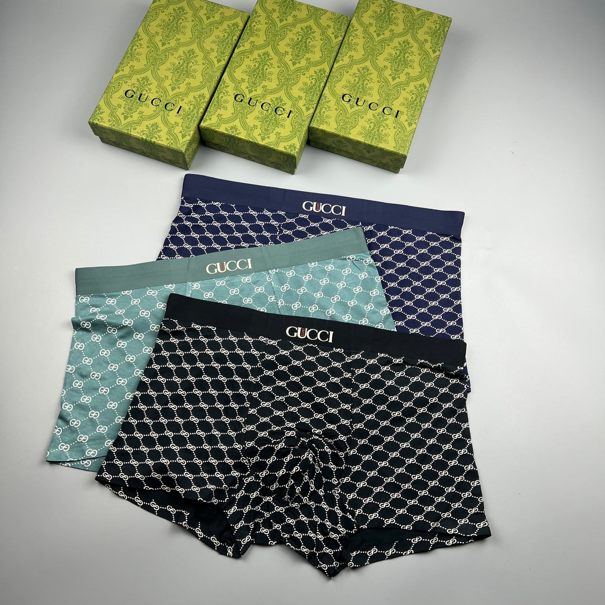 Gucci Repeating Monogram-Style Patterns Men's Boxer Briefs - 3-Piece Box