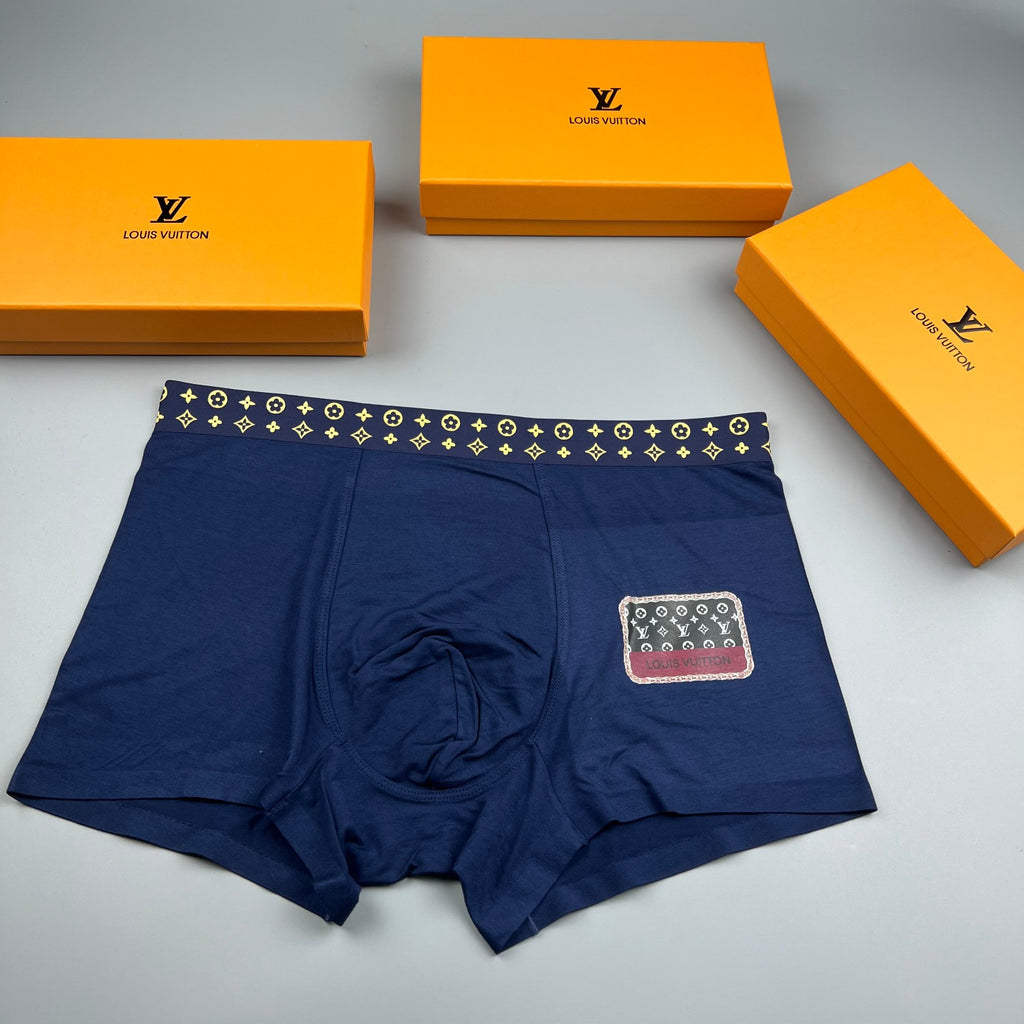 Louis Vuitton Modal-Blend Patch Motif Men's Underwear - 3-Piece Box