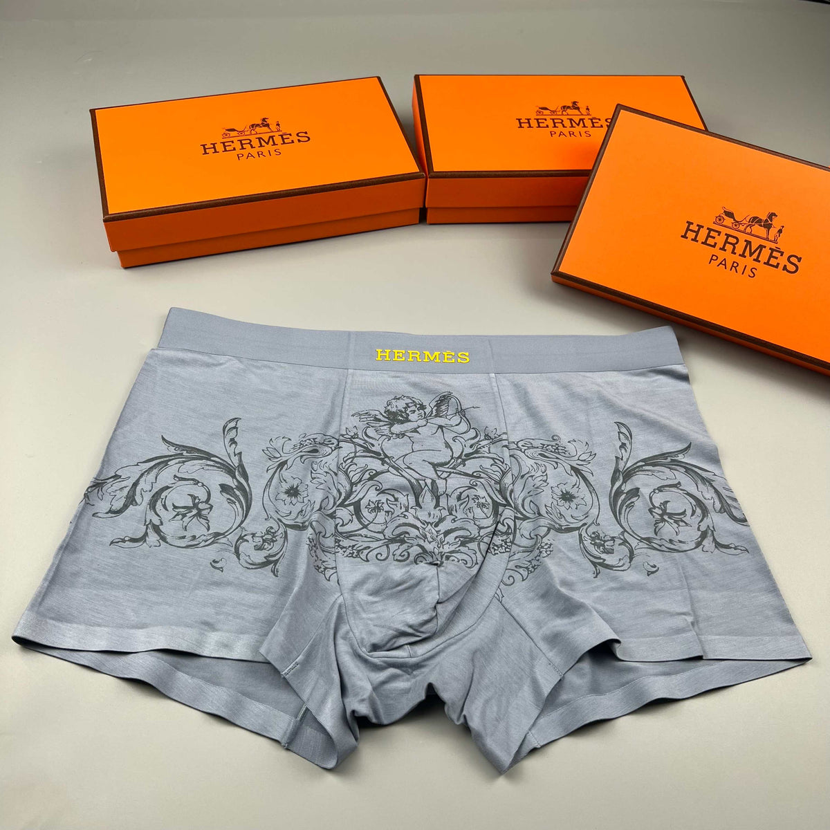Hermes Illustrated Horse Graphics Men's Boxer Briefs - 3-Piece Box