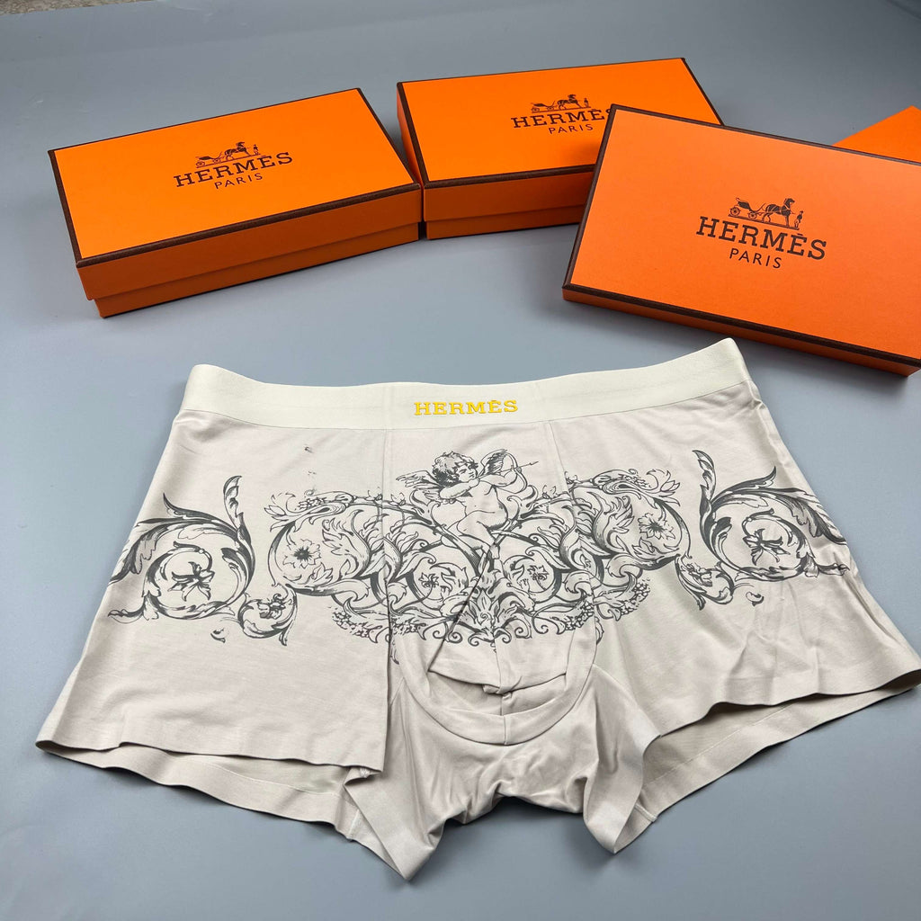 Hermes Illustrated Horse Graphics Men's Boxer Briefs - 3-Piece Box