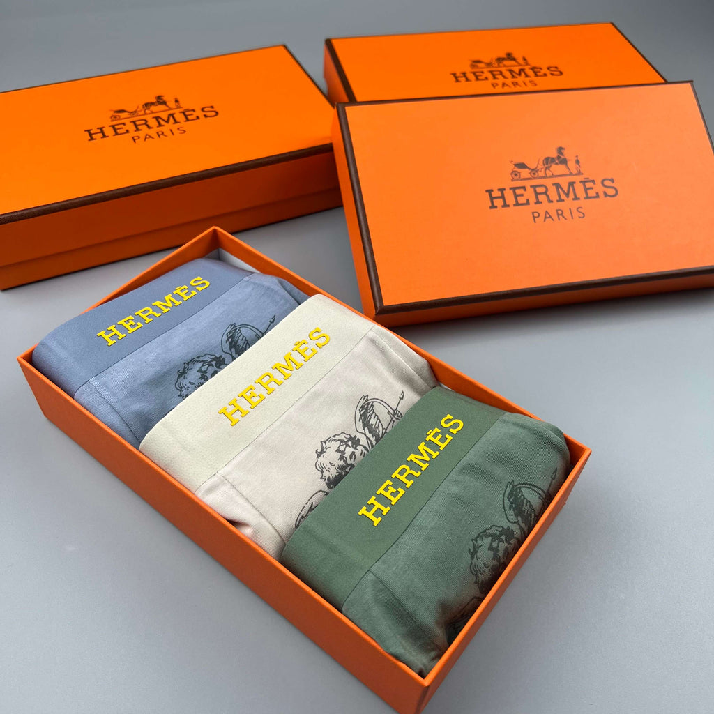 Hermes Illustrated Horse Graphics Men's Boxer Briefs - 3-Piece Box