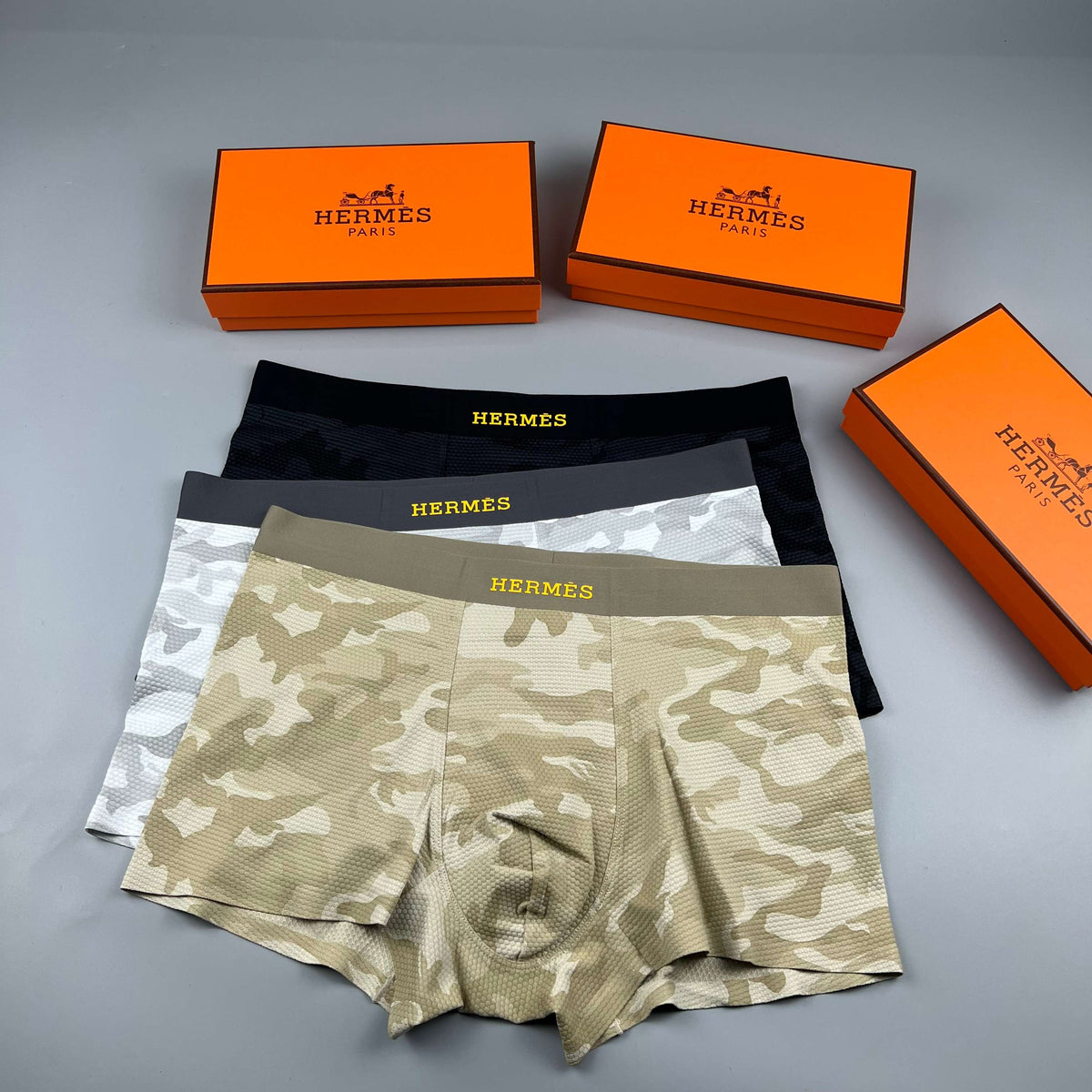 Hermes Contrast Wordmark Waistbands Men's Boxer Briefs