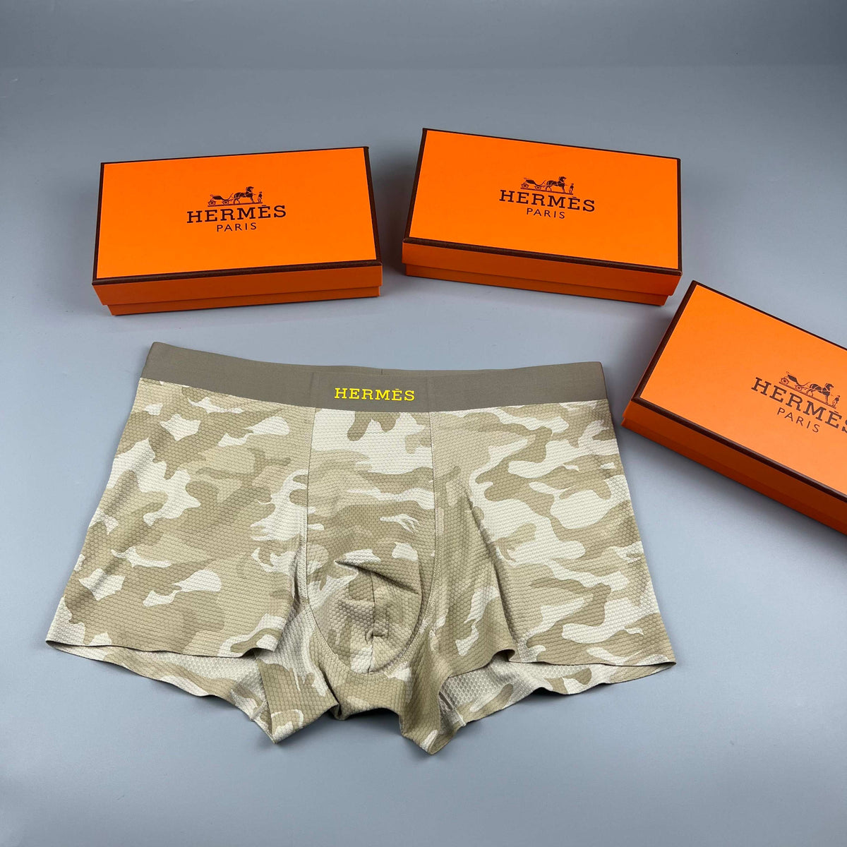 Hermes Contrast Wordmark Waistbands Men's Boxer Briefs
