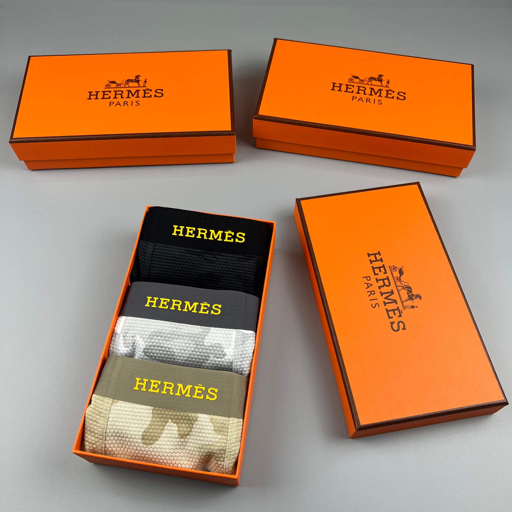 Hermes Contrast Wordmark Waistbands Men's Boxer Briefs