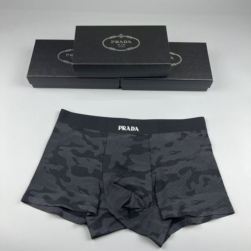 Prada Black, Grey & Khaki Men's Boxer Briefs - 3-Piece Box