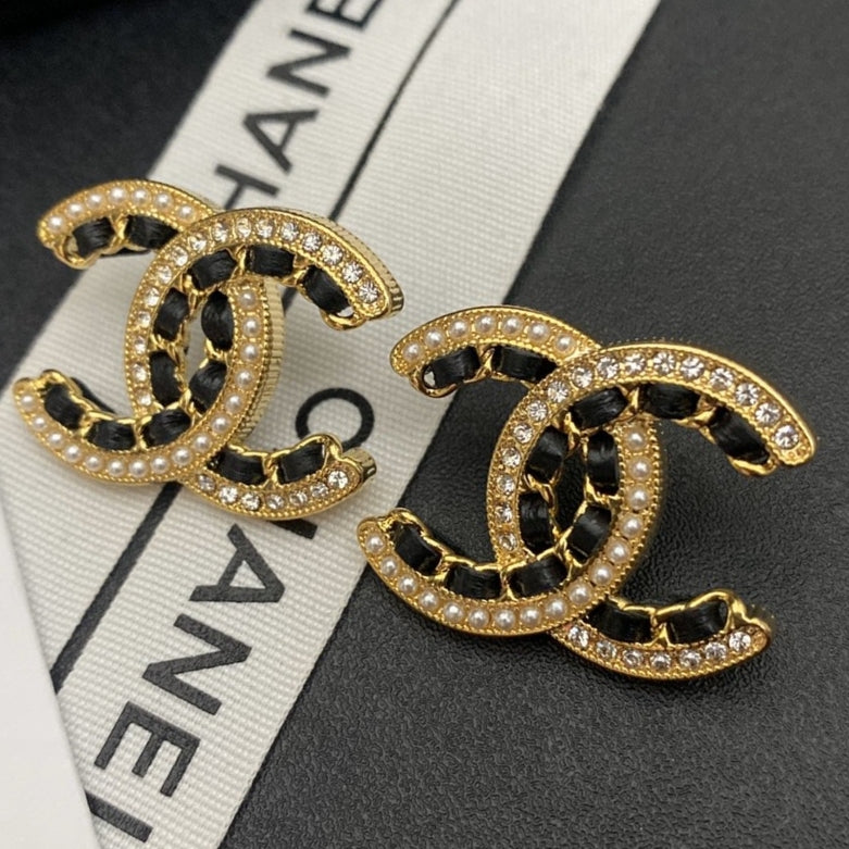 Letter Pearl-Detail Stud Earrings – Pearl Detail – Design 004 front product view