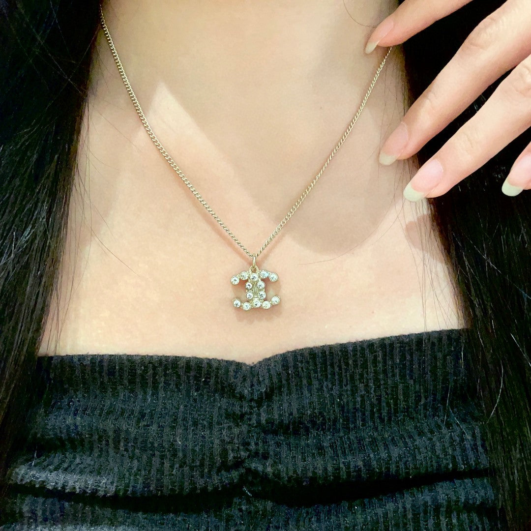 Double-C Emblem Crystal-Accent Pendant Necklace – Design 038 main product view