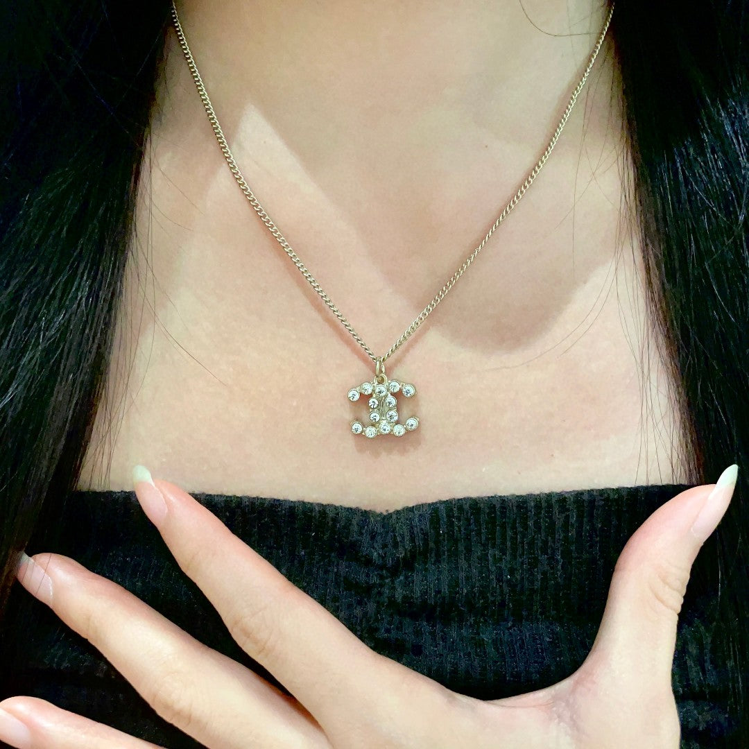 Double-C Emblem Crystal-Accent Pendant Necklace – Design 038 front product view