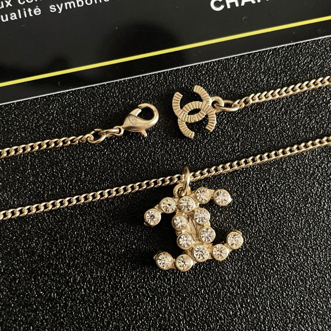 Double-C Emblem Crystal-Accent Pendant Necklace – Design 038 main product view