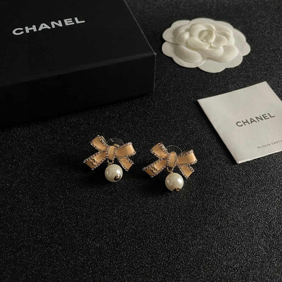 Double-C Emblem Statement Earrings in Polished Metal-Tone – Design 039 styled product view